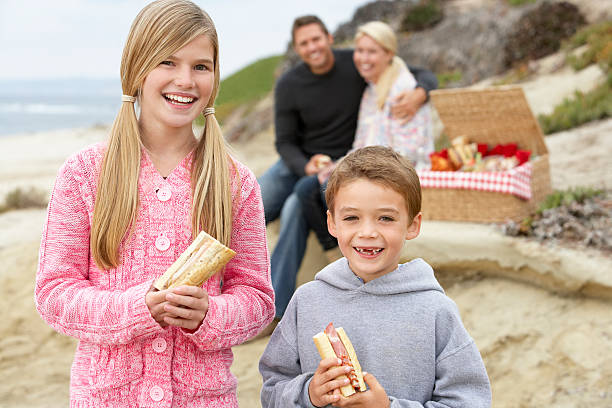 istock Family Dining At The Beach 92618262