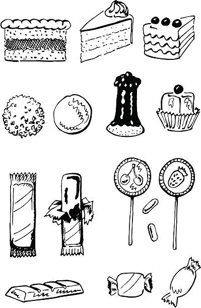 Vector illustration of Confectionery doodles set