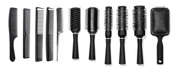hairdresser tools Professional hairdresser tools isolated on white hairbrush hair stock pictures, royalty-free photos & images