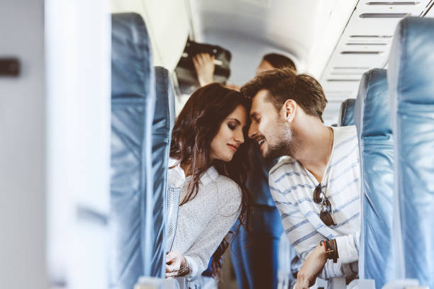 istock Loving youg couple during flight 926203588