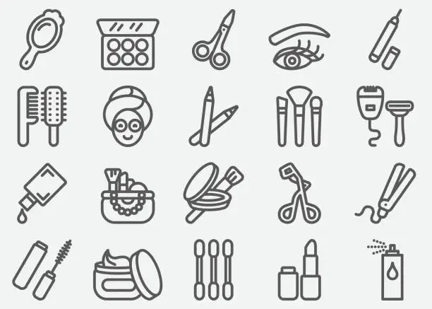 Vector illustration of Cosmetics and Beauty Line Icons