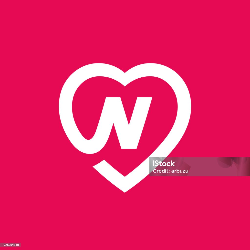 Letter N With Heart Icon Stock Illustration - Download Image Now ...