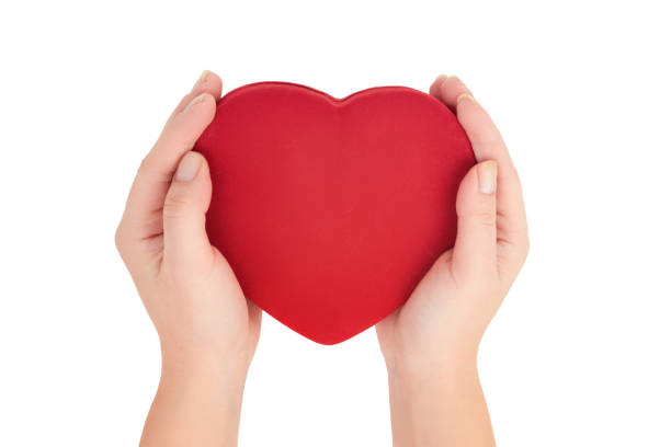 istock female hands holding bright red heart on white background top view 926211804