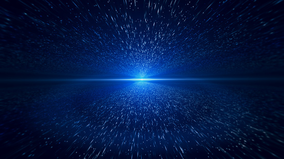 Light Beam, Blue Particle Background