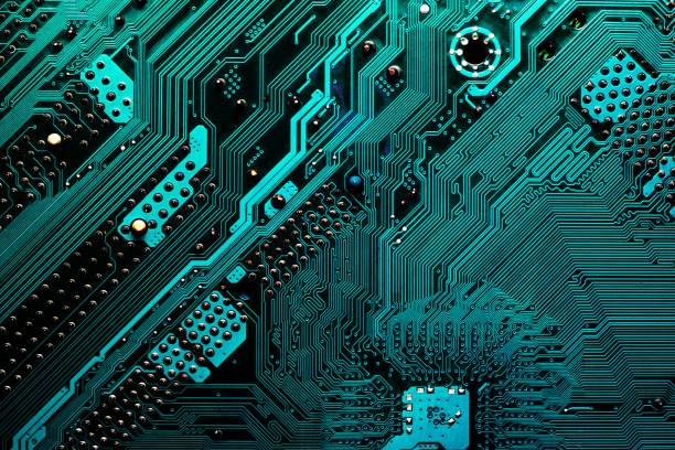 istock Close up of a printed blue computer circuit board 926214658