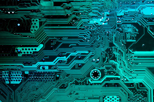 istock Close up of a printed blue computer circuit board 926214696
