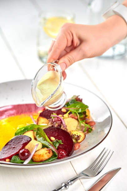 istock Healthy diet: colorful beetroot salad with potatoes and shredded leaves 926215438