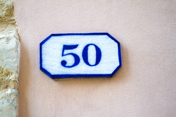 istock Italy: Antique Ceramic Number 50 Street Address Tile; Old Wall 926219262