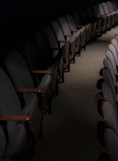 istock Rows of Theatre Chairs in Dimly Lit Room 926223062