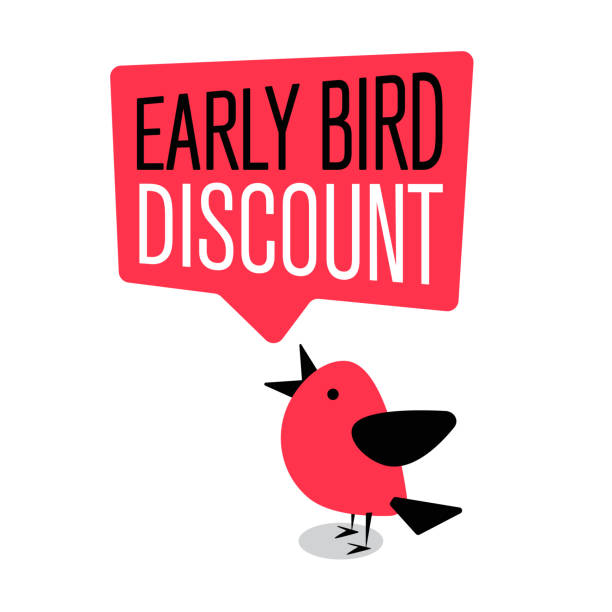 illustrazioni stock, clip art, cartoni animati e icone di tendenza di banner o poster dell'evento di vendita di sconti early bird special - titles