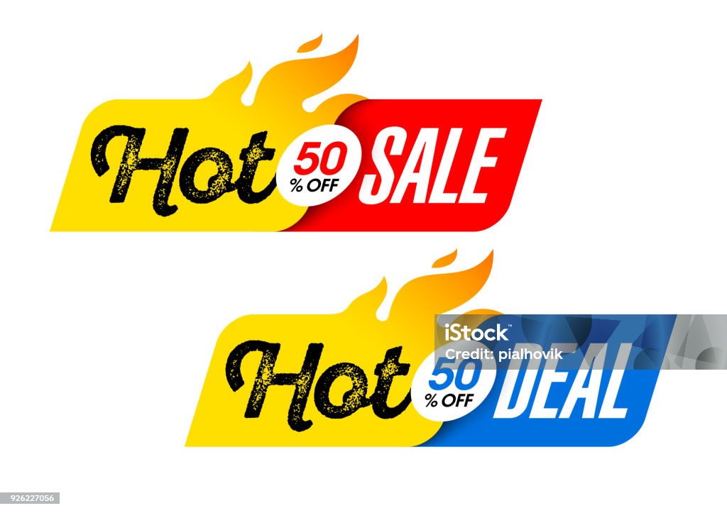 Caliente venta y oferta de banners - arte vectorial de Calor libre de derechos