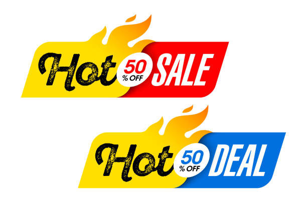 ilustrações de stock, clip art, desenhos animados e ícones de hot sale and hot deal banners - flaming hot