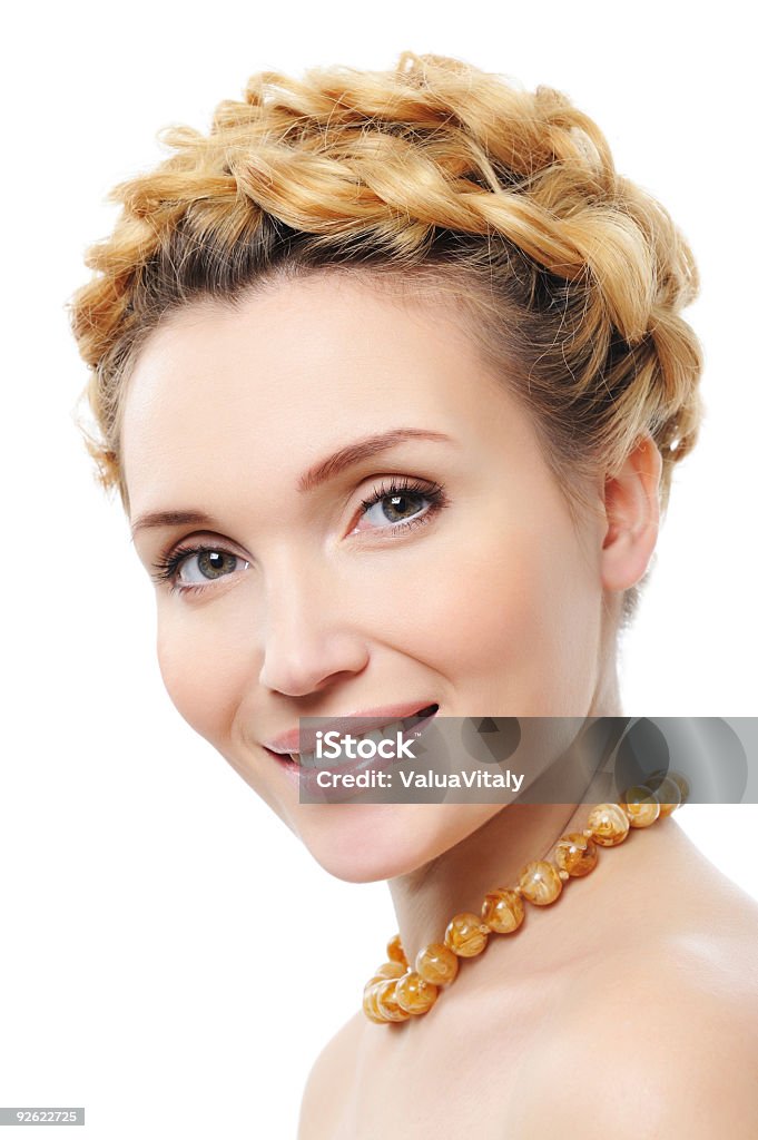 Bela rir mulher com cabelo Criativo - Royalty-free Adulto Foto de stock