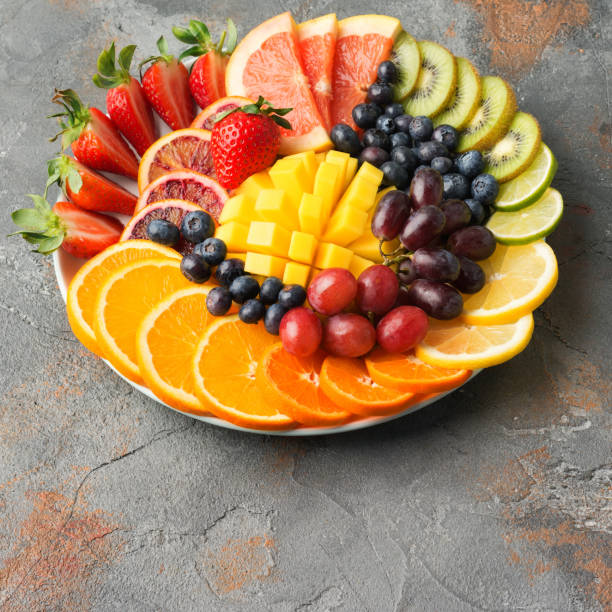 istock Rainbow fruits and vegetables, top view 926230508
