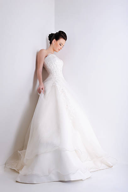 istock Beauty young bride in white dress 92623118