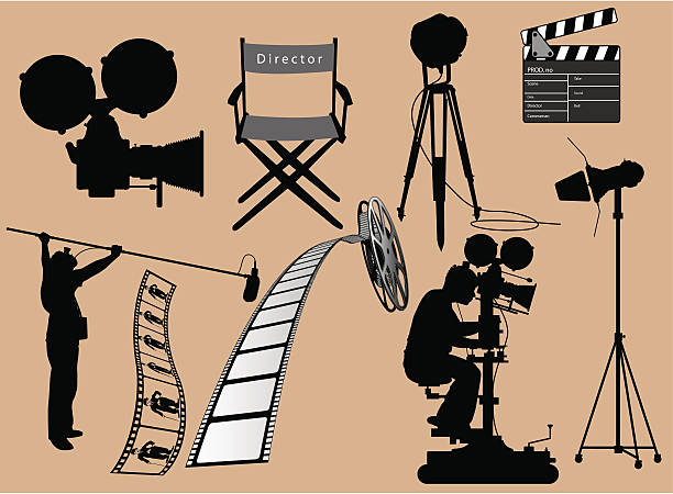 cinema items collection  film director stock illustrations