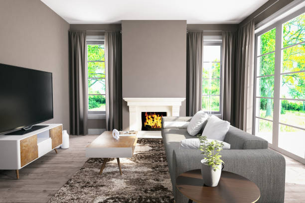 istock Living Room with Fire Place 926238814