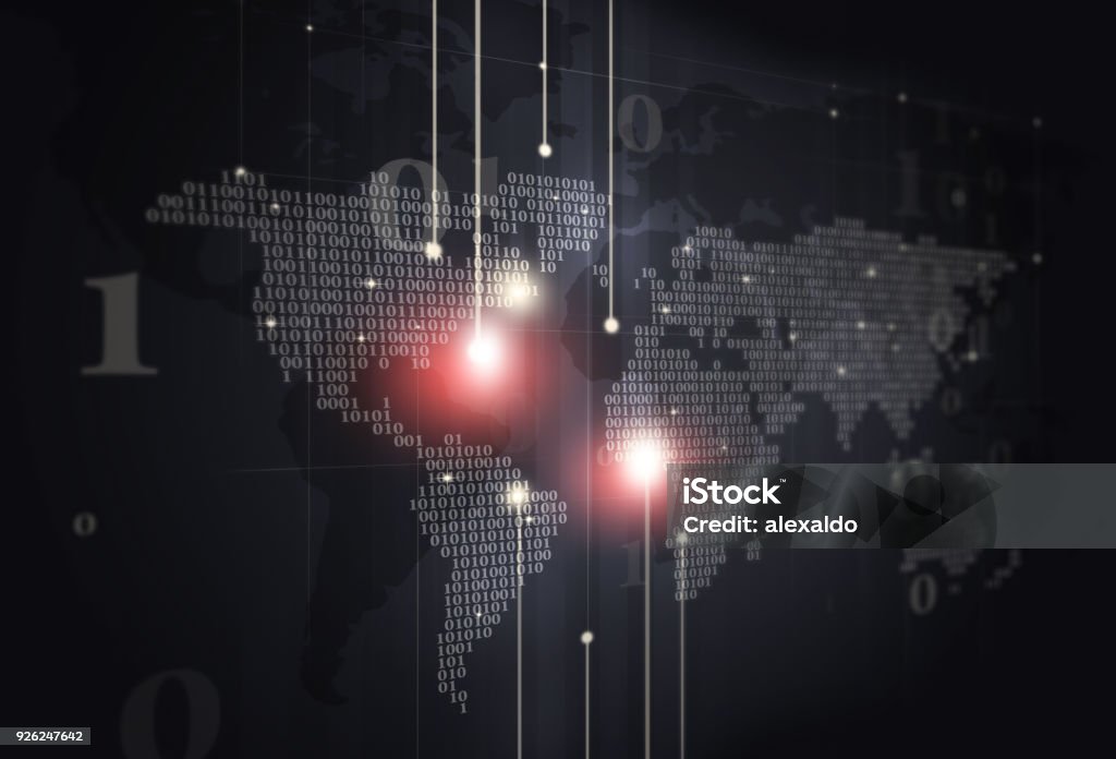 Binary Code Map Stock Illustration - Download Image Now - Abstract ...