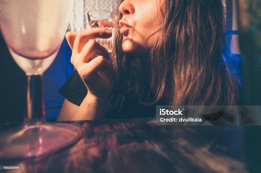 drunk woman drunk woman in a bar Christmas Stock Photo