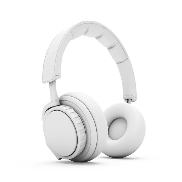 istock 3D Rendering White headphones isolated on white background 926254026