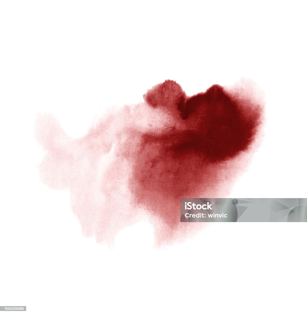 Red wine stain isolated on white background. Realistic wine texture watercolor grunge brush. Dark red mark, watercolour drawing. Stained Stock Photo