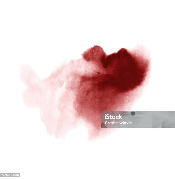 Red Wine Stain Isolated On White Background Realistic Wine Texture Watercolor Grunge Brush Dark Red Mark Watercolour Drawing Stock Photo - Download Image Now