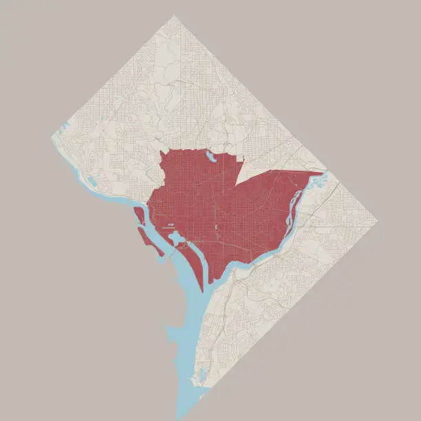 Vector illustration of District Of Columbia US State Road Map