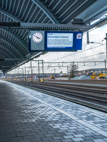 Announcement display on the Amersfoort platform  for the Amsterdam train
