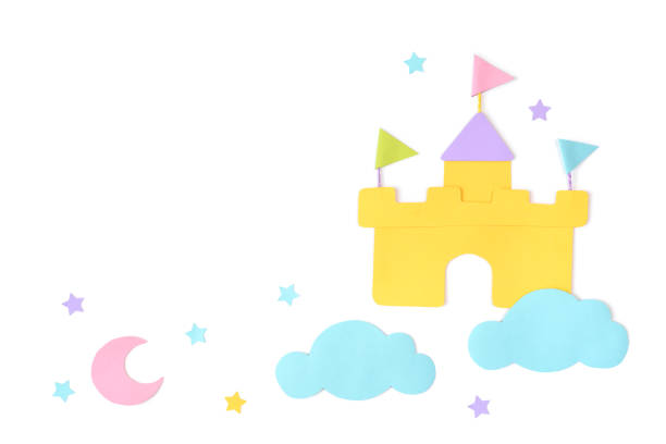 istock Castle in the cloud paper cut on white background 926265332