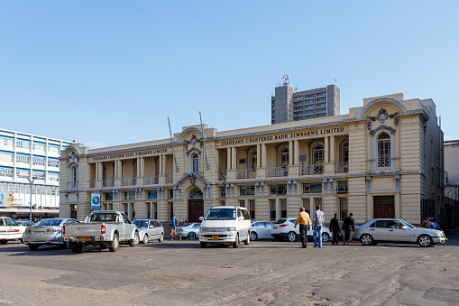ZIMBABWE, BULAWAYO, OCTOBER 27: Colonial building on the street in the second largest city in african country Zimbabwe, October 27, 2014, Zimbabwe