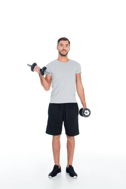 istock sportsman exercising with dumbbells isolated on white 926271876
