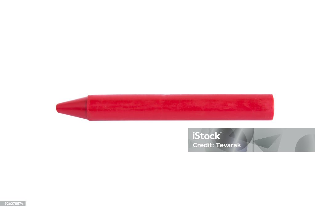 Red wax crayons isolated on white background. clipping path Crayon Stock Photo