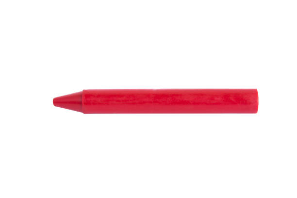Red wax crayons isolated on white background. clipping path stock photo