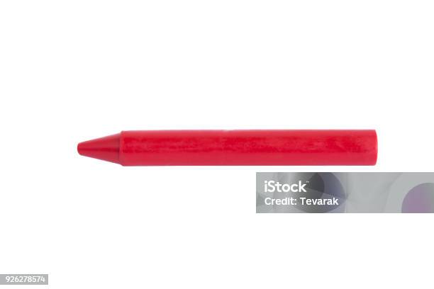 Red Wax Crayons Isolated On White Background Clipping Path Stock Photo - Download Image Now