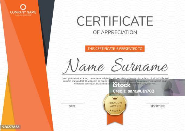 Certificate Of Appreciation Template Design Stock Illustration - Download Image Now - Certificate, Template, Certificate of Appreciation