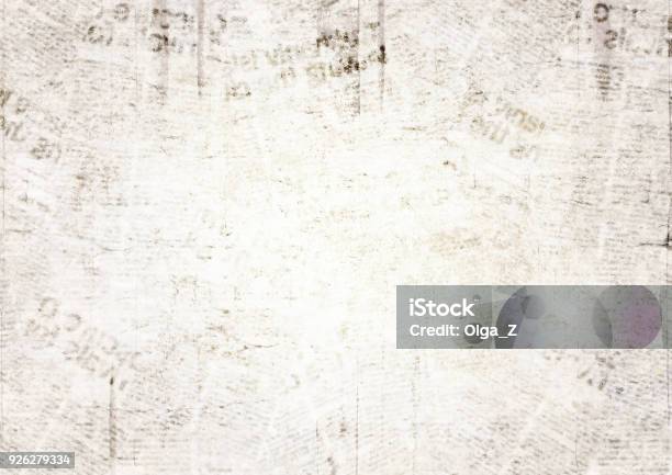 Vintage Grunge Newspaper Texture Background Stock Photo - Download Image Now - Newspaper, Textured, Paper