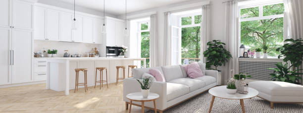 istock modern living room in townhouse. 3d rendering 926287042