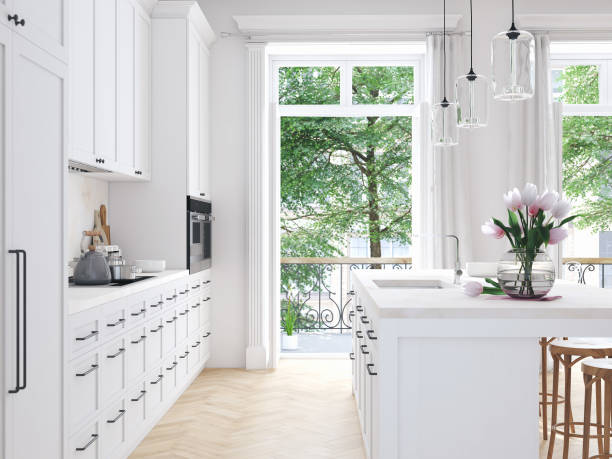 istock modern nordic kitchen in loft apartment. 3D rendering 926287108