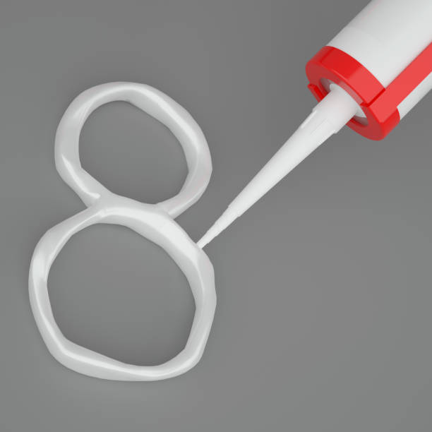 istock Visualization of silicone glue gun, writen number 8 926288322