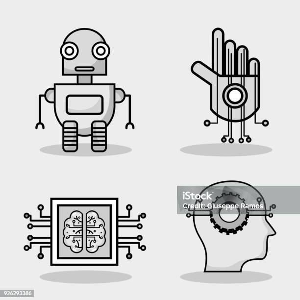 Set Artificial Intelligence Technology Stock Illustration - Download Image Now - Adult, Artificial, Artificial Intelligence