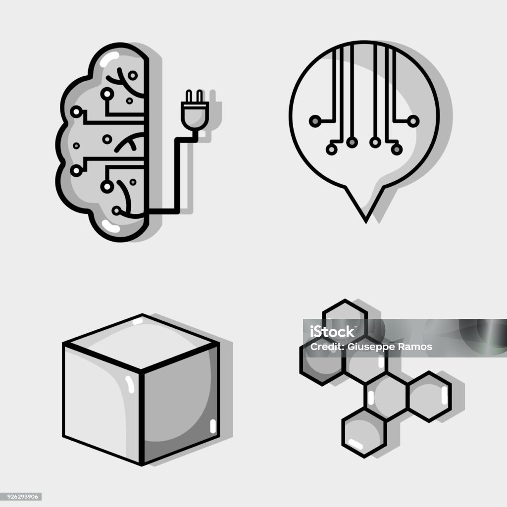 set artificial intelligence technology set artificial intelligence technology with digital science vector illustration Artificial stock vector