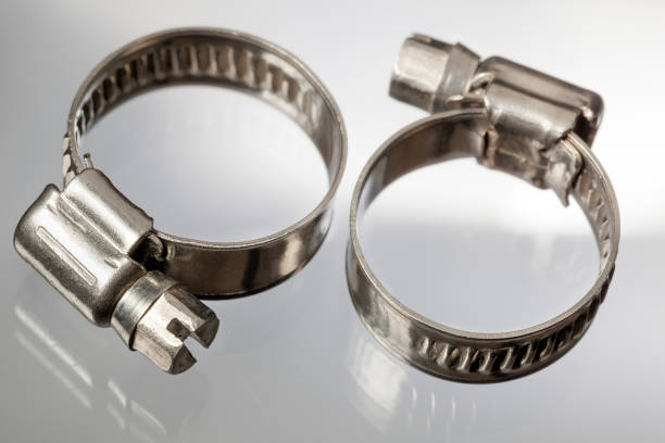 Construction material macro of stainless steel hose clamps