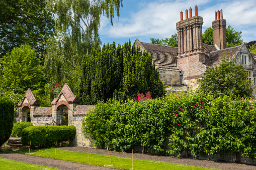 A view of Southover Grange from Southover Grange Gardens in the historic town of Lewes in East Sussex, UK.