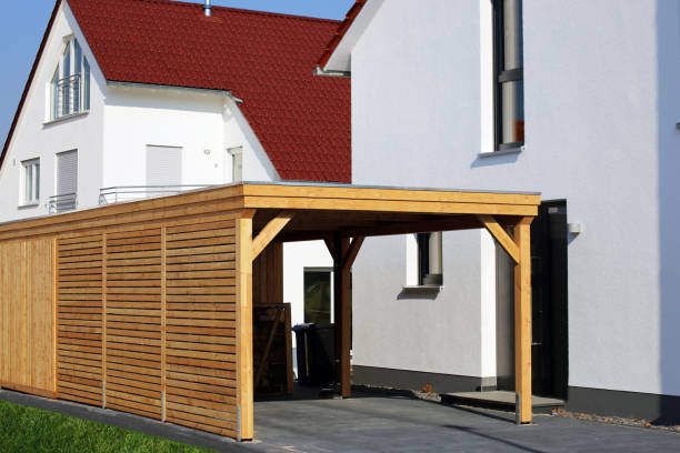 istock High-quality wooden carport 926313460