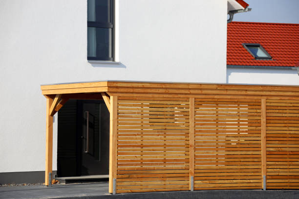 istock High-quality wooden carport 926315236