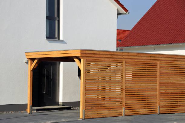 istock High-quality wooden carport 926315552