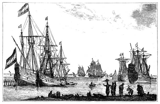 illustrations, cliparts, dessins animés et icônes de navires marchands de l’époque de louis xiv - commerçant