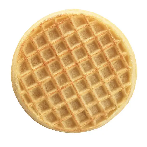 Round waffle viewed from above.  A clipping path is included.