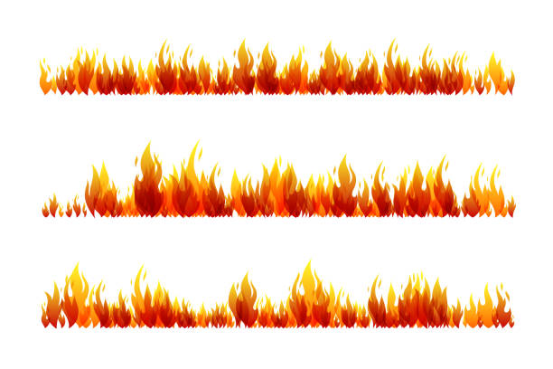 Fire design collection Fire. Design collection. Horizontal dividers set. flame borders stock illustrations
