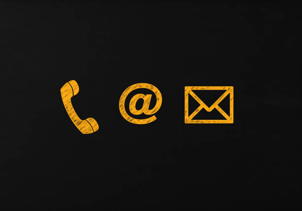 istock Yellow Contact Us Icons On Blackboard 926362200